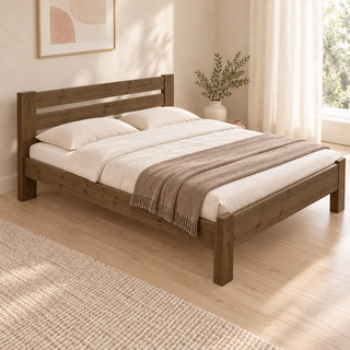 Nobis Bettgestell – 180 x 200 cm / Nussbaum, im sonnigen Wohnambiente