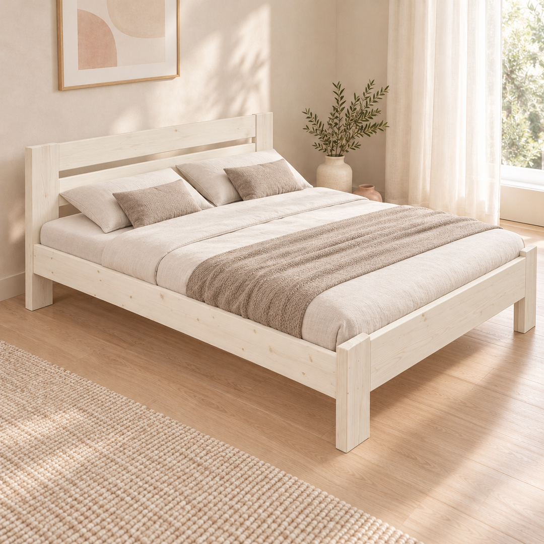 Nobis Bettgestell – 180 x 200 cm / Weiß, im sonnigen Wohnambiente