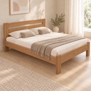 Nobis Bettgestell – 200 x 200 cm / Capuccino, im sonnigen Wohnambiente