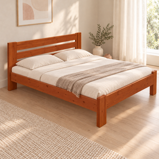 Nobis Bettgestell – 200 x 200 cm / Kirsch, im sonnigen Wohnambiente