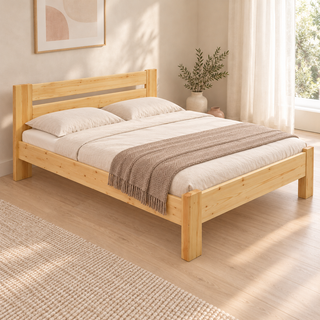 Nobis Bettgestell – 200 x 200 cm / Natur, im sonnigen Wohnambiente