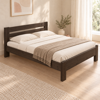 Nobis Bettgestell – 200 x 200 cm / Wenge, im sonnigen Wohnambiente
