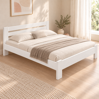 Nobis Bettgestell – 200 x 220 cm / Schneeweiß, im sonnigen Wohnambiente