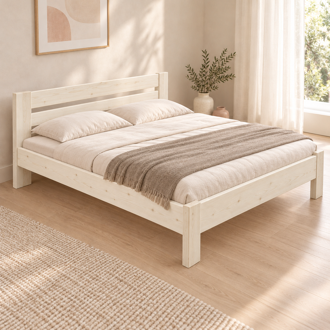 Nobis Bettgestell – 200 x 220 cm / Weiß, im sonnigen Wohnambiente