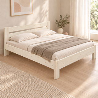 Nobis Bettgestell – 200 x 220 cm / Weiß, im sonnigen Wohnambiente