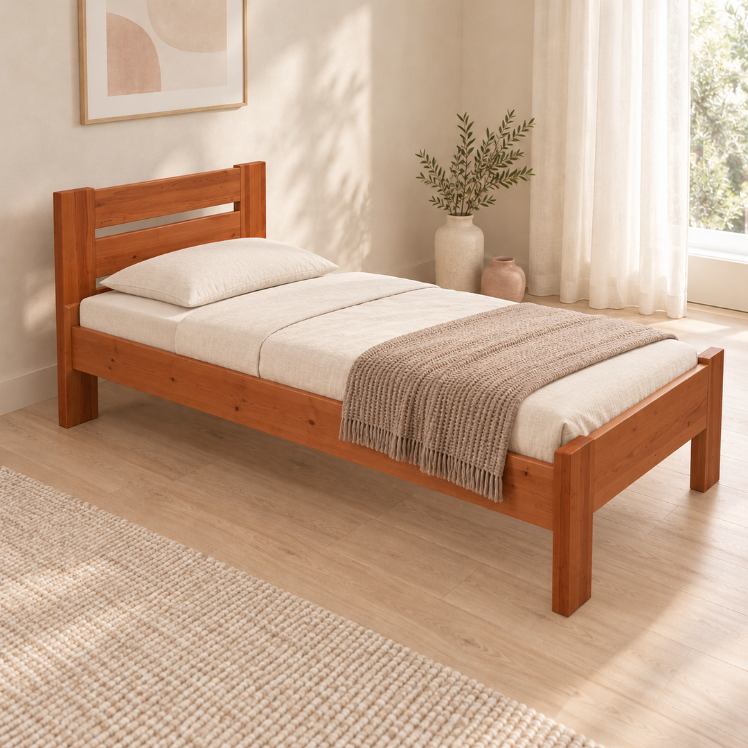 Nobis Bettgestell – 90 x 200 cm / Kirsch, im sonnigen Wohnambiente