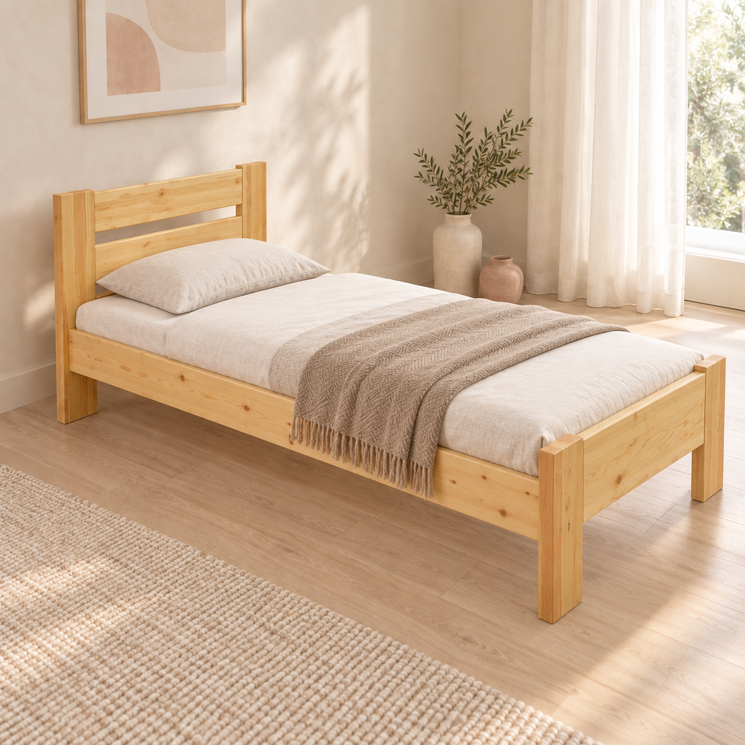Nobis Bettgestell – 90 x 200 cm / Natur, im sonnigen Wohnambiente