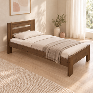 Nobis Bettgestell – 90 x 200 cm / Nussbaum, im sonnigen Wohnambiente