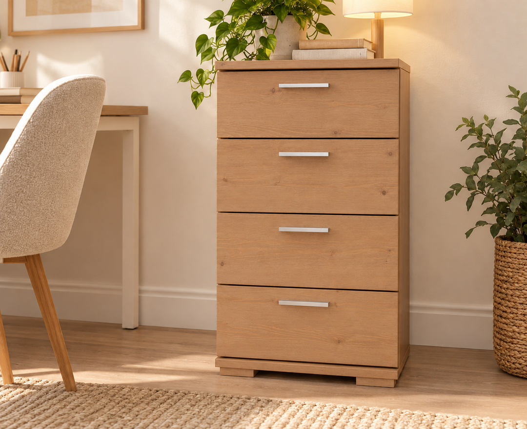 Nobis Kommode mit 4 Schubladen 74 cm – capuccino im Wohnambiente