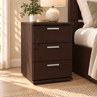 Nobis Nachttisch mit 3 Schubladen – wenge, farblich abgestimmtes Schlafzimmer