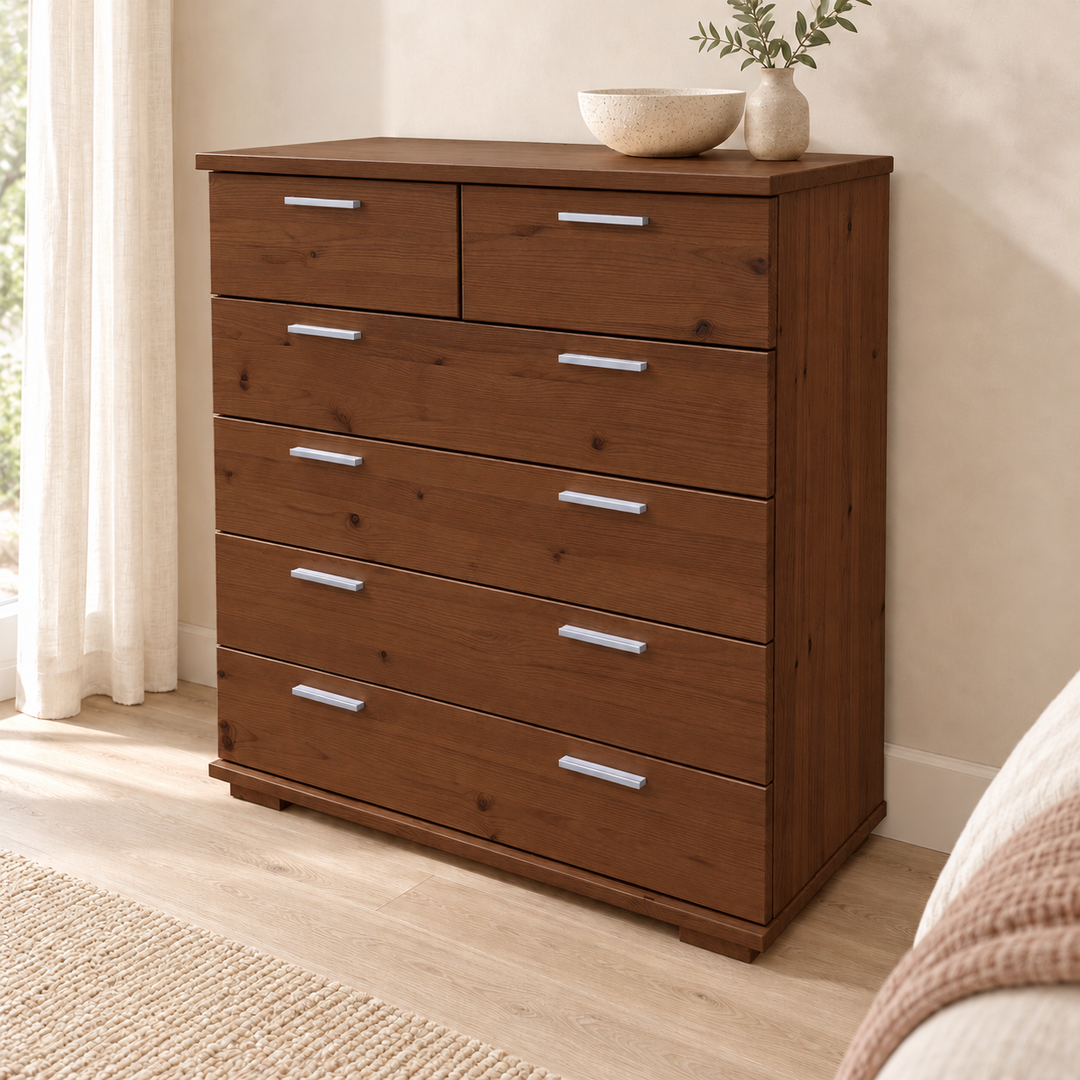 Nobis No-15-181 – Kolonial, Massivholzkommode im sonnigen Wohnambiente