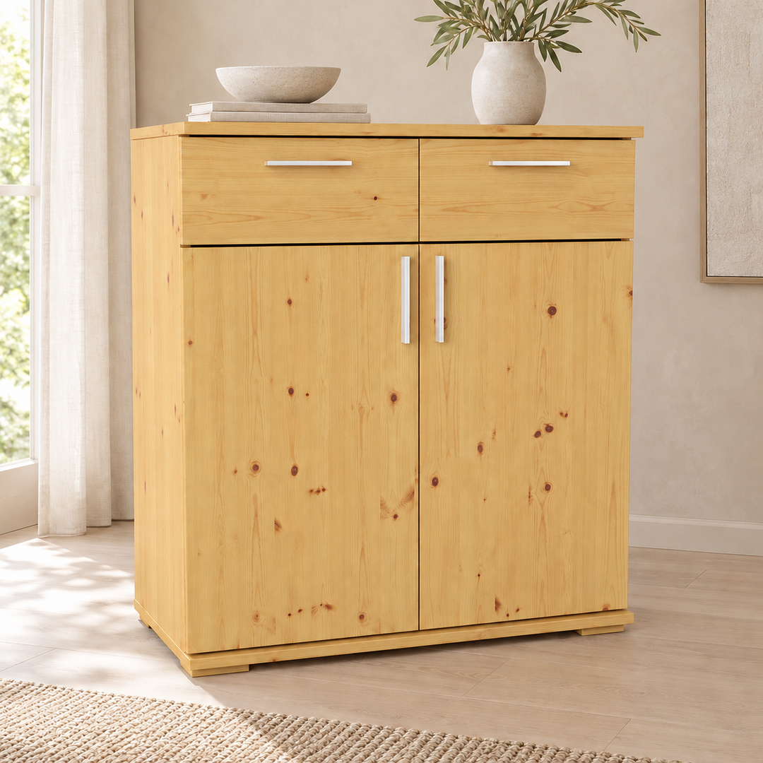 Nobis No-15-199 – Natur, Massivholzkommode im sonnigen Wohnambiente