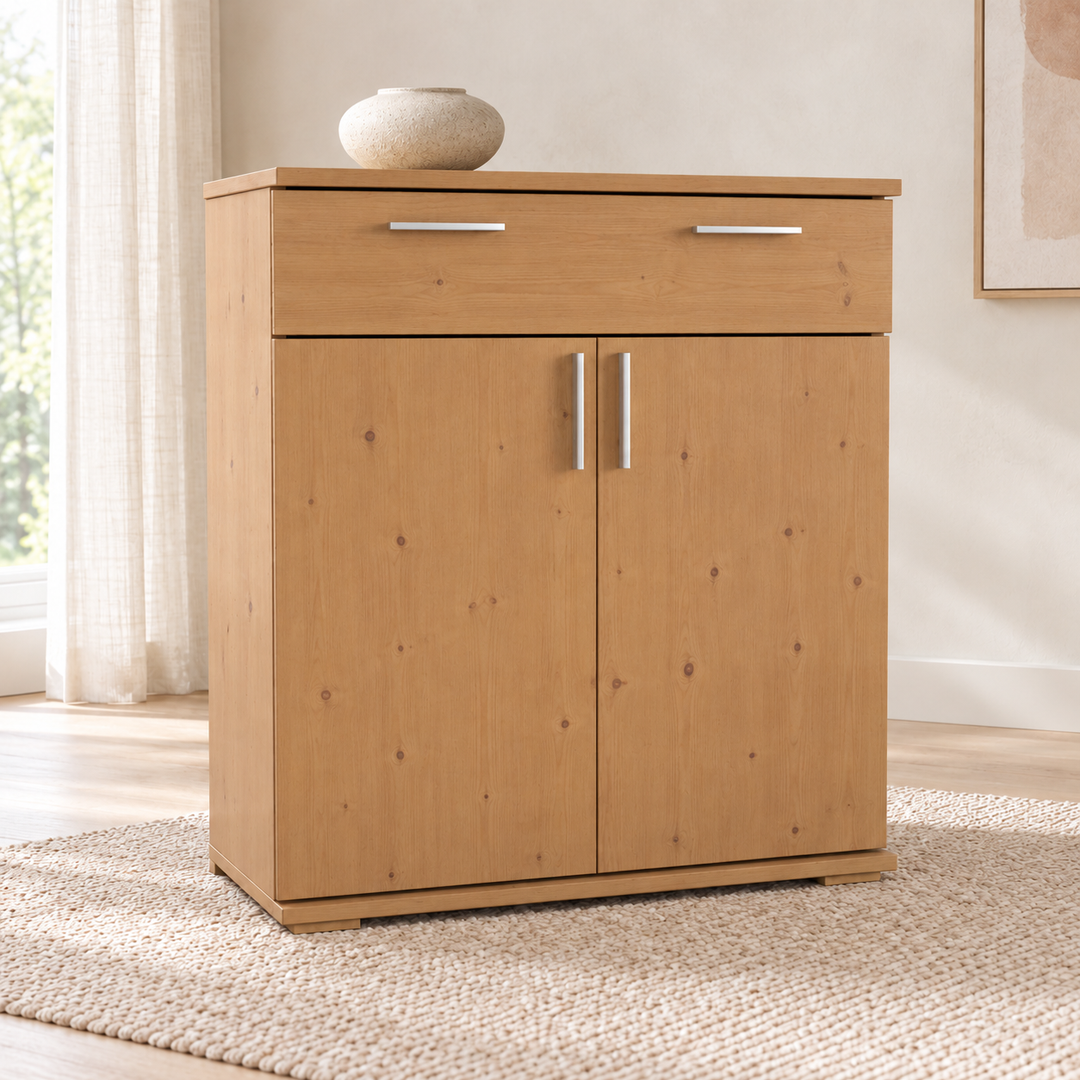 Nobis No-15-201 – Capuccino, Massivholzkommode im sonnigen Wohnambiente