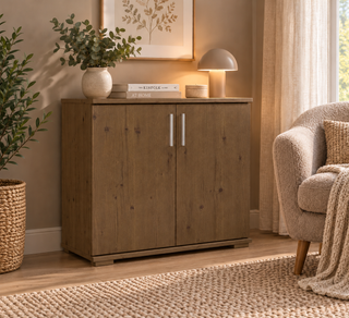Nobis Kommode 2 tueren 74cm, 80 × 74 cm – Nussbaum im sonnigen Wohnambiente