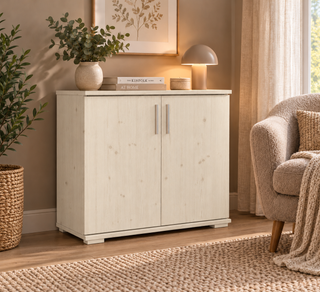 Nobis Kommode 2 tueren 74cm, 80 × 74 cm – Weiss im sonnigen Wohnambiente