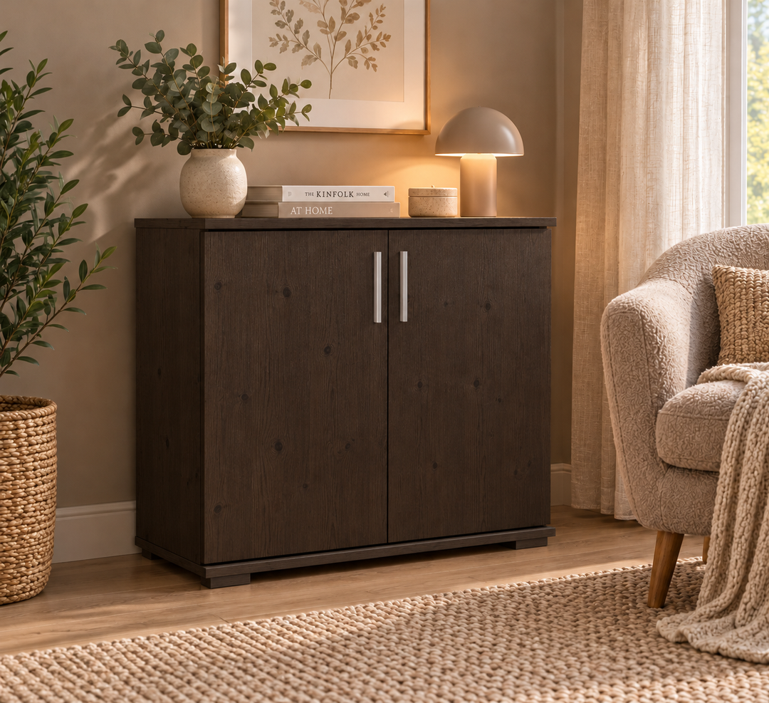 Nobis Kommode 2 tueren 74cm, 80 × 74 cm – Wenge im sonnigen Wohnambiente