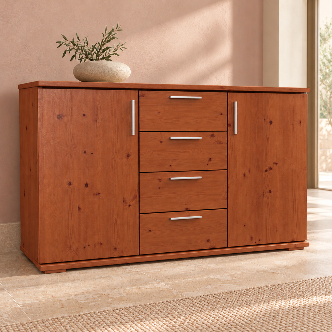 Nobis No-15-207 – Kirsch, Massivholzkommode im sonnigen Wohnambiente