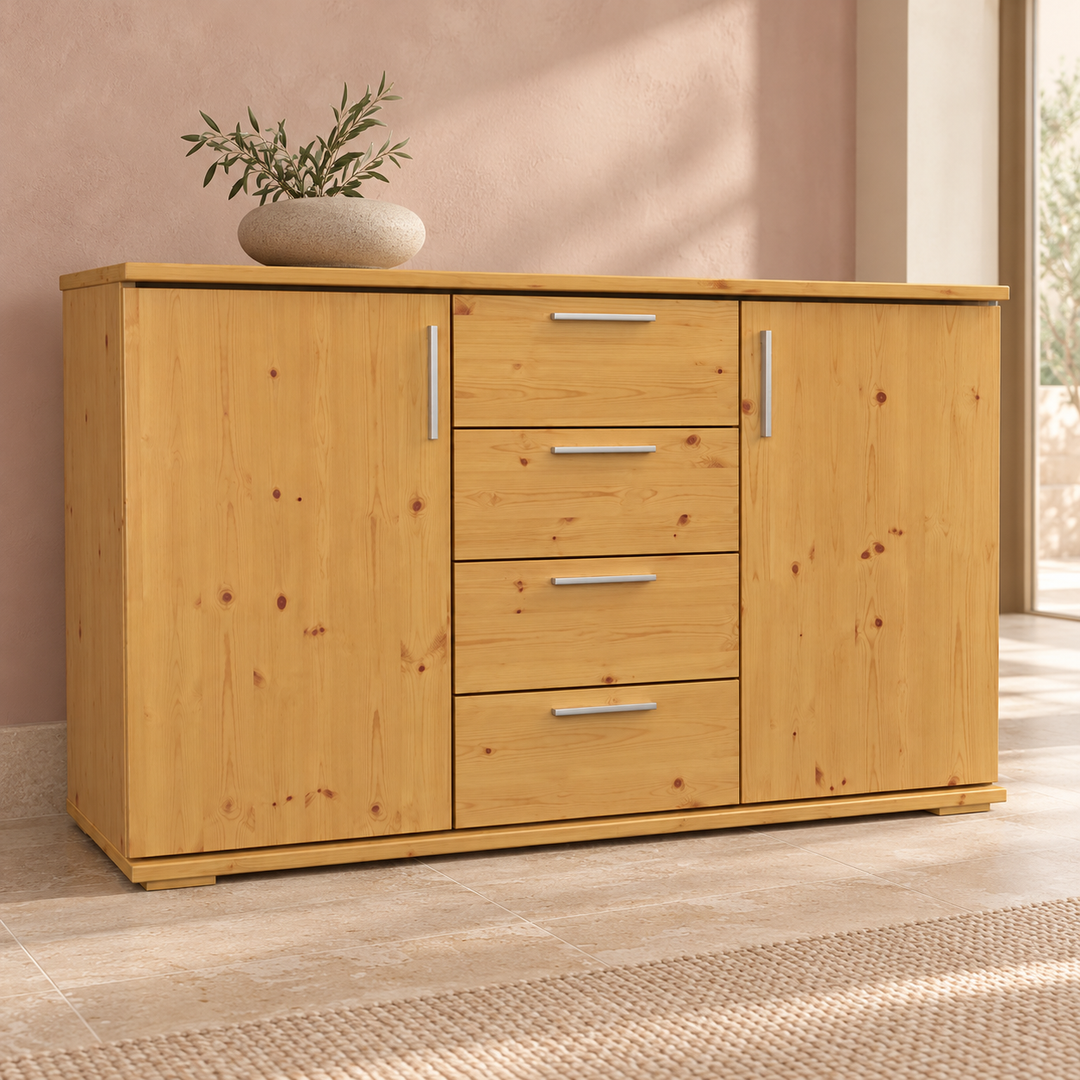 Nobis No-15-207 – Natur, Massivholzkommode im sonnigen Wohnambiente