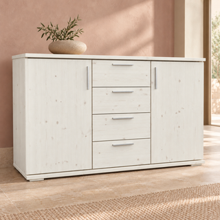 Nobis No-15-207 – Weiss, Massivholzkommode im sonnigen Wohnambiente
