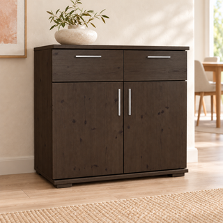 Nobis Kommode 2 tueren 2 schubladen, 80 × 74 cm – Wenge im sonnigen Wohnambiente