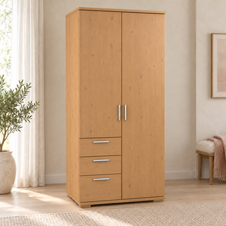 Nobis wardrobe001 – Capuccino / Schubladen linke Seite, im sonnigen Wohnambiente