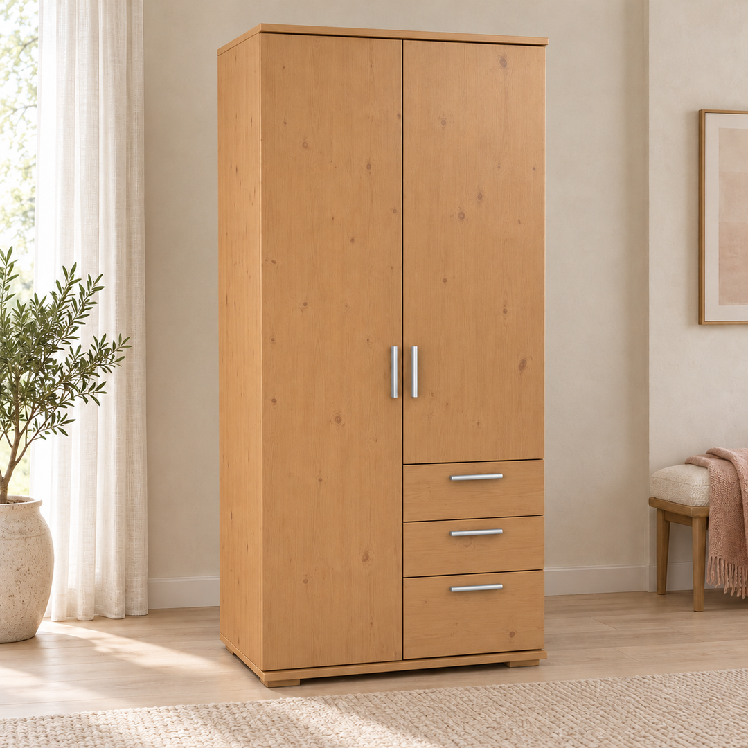 Nobis wardrobe001 – Capuccino / Schubladen rechte Seite, im sonnigen Wohnambiente
