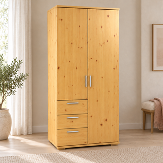 Nobis wardrobe001 – Natur / Schubladen linke Seite, im sonnigen Wohnambiente