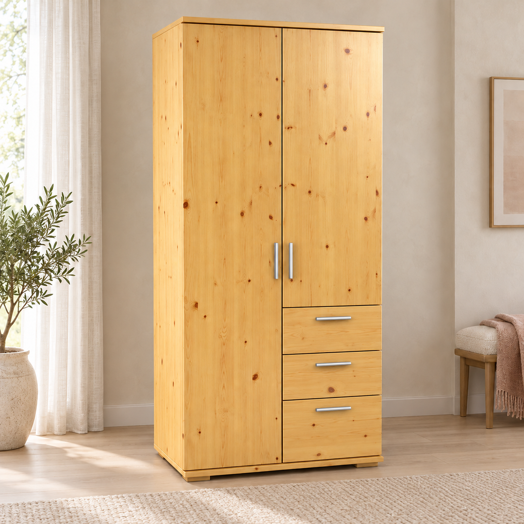 Nobis wardrobe001 – Natur / Schubladen rechte Seite, im sonnigen Wohnambiente