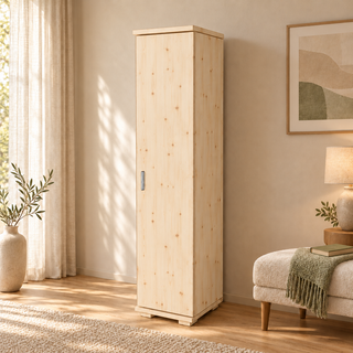 Nobis wardrobe242 – Natur unbehandelt ohne Lack / nach rechts zum öffnen, im sonnigen Wohnambiente