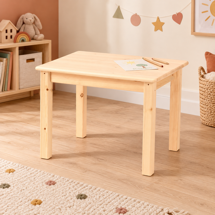 kiefer_massivholz_Leo Kinder Tisch aus Kiefer Massivholz, Spieltisch aus Kiefer