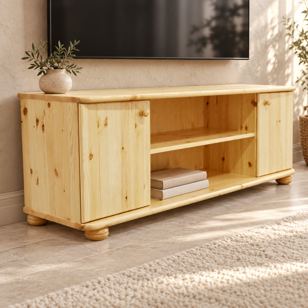 kiefer_massivholz_Leo TV-Lowboard Kiefer Massivholz 131/151/171