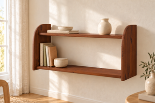 Markus Bücherregal aus Bio Kiefer | mit 2 Ablageböden Wandregal aus 100% massivem Holz – Kolonial – Modell- und Farbansicht