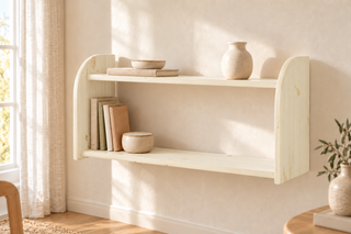 Markus Bücherregal aus Bio Kiefer | mit 2 Ablageböden Wandregal aus 100% massivem Holz – Weiss – Modell- und Farbansicht