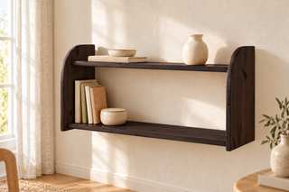 Markus Bücherregal aus Bio Kiefer | mit 2 Ablageböden Wandregal aus 100% massivem Holz – Wenge – Modell- und Farbansicht