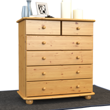 Anika Kommode Massivholz aus 100% Bio Kiefer | 6-Schubladen Sideboard für modernen Wohnstil