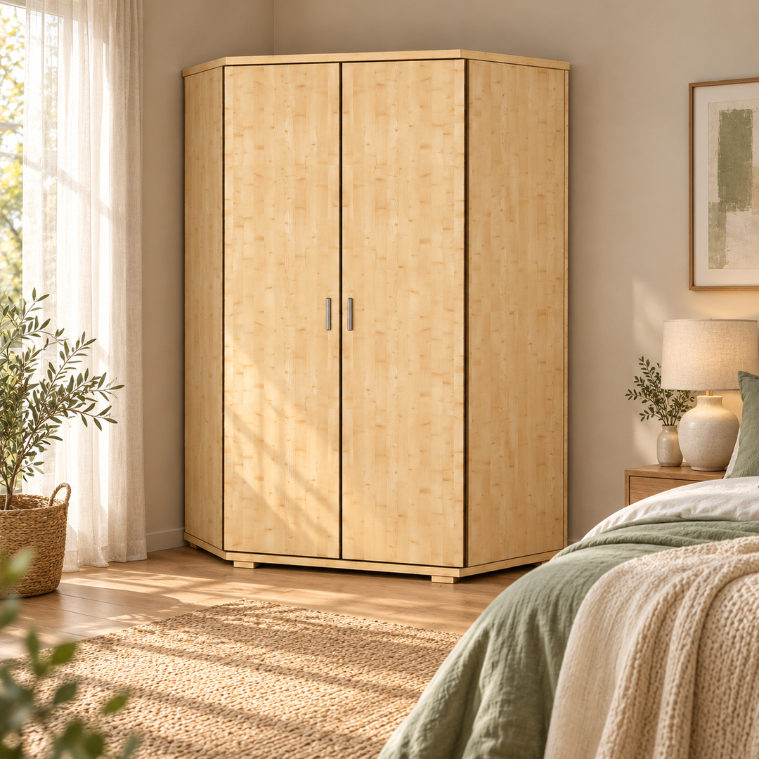 kiefer_massivholz_Nobis Eckschrank Kiefer, Massivholz Möbel – Wohnbeispiel