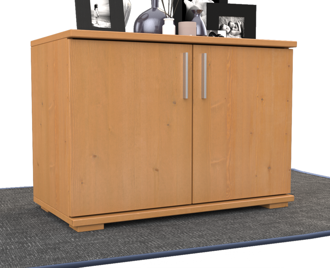 kiefer_massivholz_Nobis Kommode Kiefer Massivholz 2-türig, 57cm hoch – Cappuccino