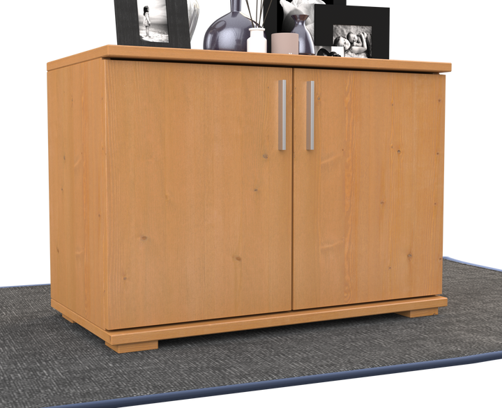 kiefer_massivholz_Nobis Kommode Kiefer Massivholz 2-türig, 57cm hoch – Cappuccino