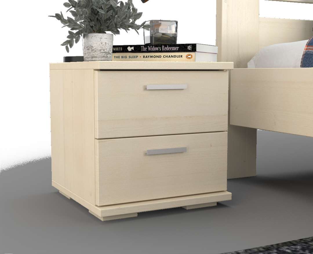 Nobis pine solid wood bedside table nightstand | 2 drawers | 100% organic pine