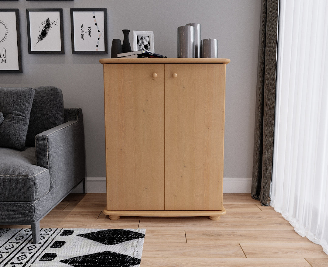 Anika Kommode 110er | Sideboard | Anrichte | 2-Türig mit Regalfächer | 100% Bio Kiefer Massivholz