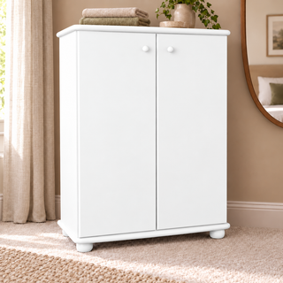 Anika Kommode Sideboard Bio Kiefer | 2-türig mit Kleiderstange | Nachhaltige Möbel – Schneeweiß vollständig deckend; Farbvisualisierung