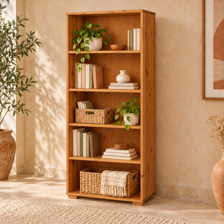 Vanessa Büroschrank aus Bio Kiefer Massivholz | Dielenschrank mit 5-Regalfächern – antik – Wohnambiente