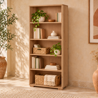 Vanessa Büroschrank aus Bio Kiefer Massivholz | Dielenschrank mit 5-Regalfächern – capuccino – Wohnambiente