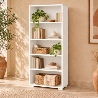 Vanessa Büroschrank aus Bio Kiefer Massivholz | Dielenschrank mit 5-Regalfächern – schneeweiss – Wohnambiente