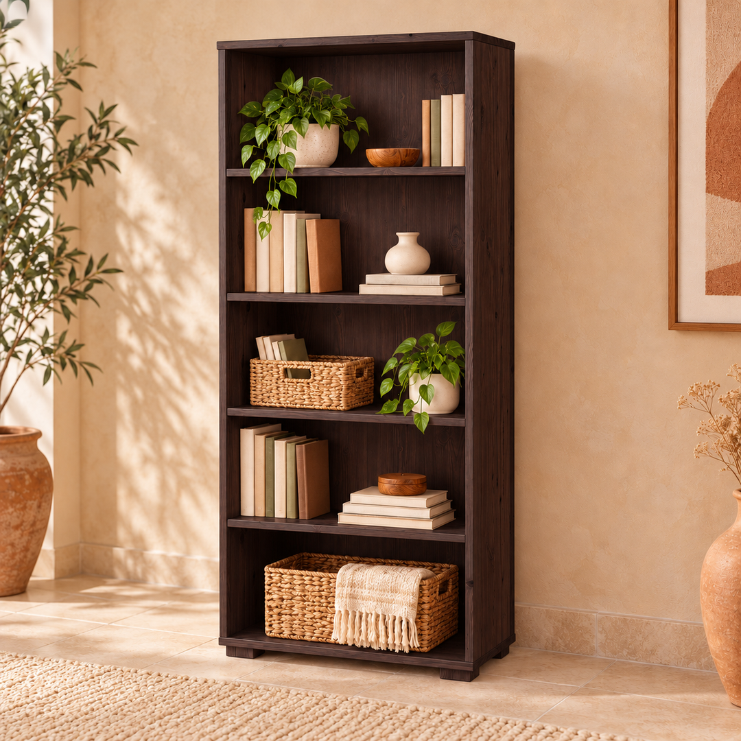 Vanessa Büroschrank aus Bio Kiefer Massivholz | Dielenschrank mit 5-Regalfächern – wenge – Wohnambiente