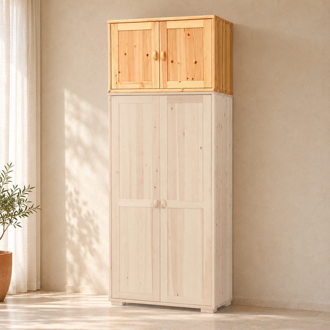 kiefer_massivholz_Vanessa Kleiderschrank Aufsatz – 2-Türig aus Kiefer Massivholz – Natur