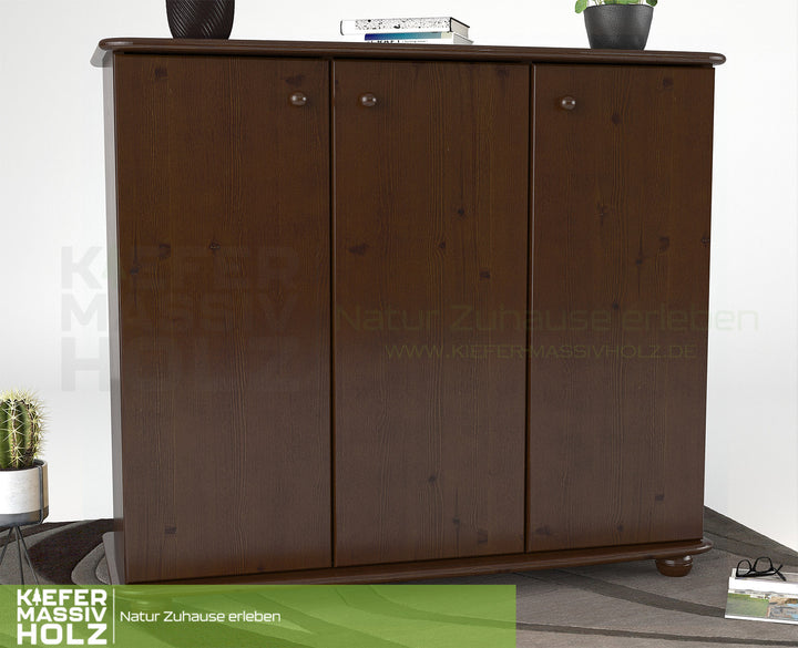 Anika Kommode Sideboard 93er | Anrichte | 3-Türig mit Regalfächer | 100% Bio Kiefer Massivholz