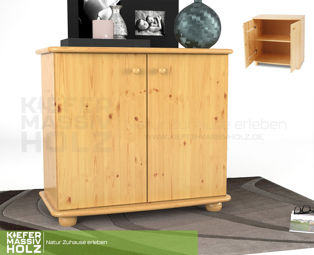 Claudia Kommode Sideboard | Anrichte | 2-Türig | 100% Bio Kiefer Massivholz