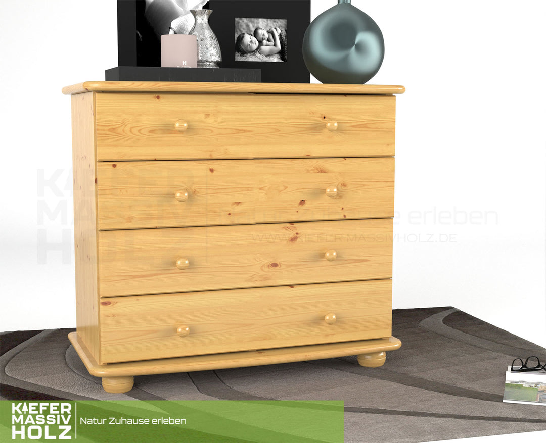 Claudia Kommode Sideboard | Anrichte | 4-XL Schubladen | 100% Bio Massivholz