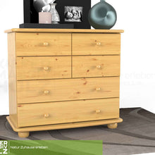 Claudia Kommode Bio Kiefer Massivholz | Sideboard mit 6 Schubladen | Anrichte aus 100% nachhaltigem Holz